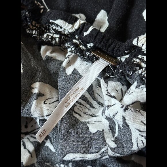 Free People Skirt Medium Womens Black White Floral I've got a Feeling Ruffled - Picture 5 of 6